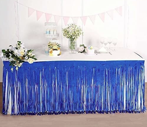 Lacivert Püsküllü Masa Eteği 70*300 cm